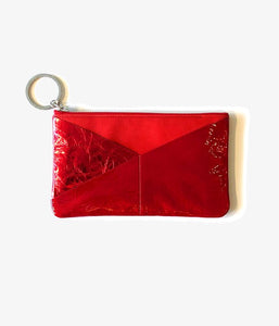 MM6 MAISON MARGIELA/JAPANESE KRINKLED LEATHER POUCH(RED)