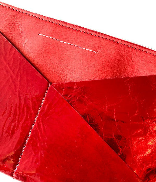 MM6 MAISON MARGIELA/JAPANESE KRINKLED LEATHER POUCH(RED)