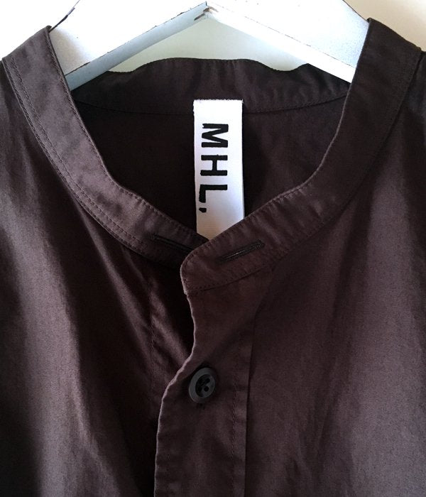 MHL./GARMENT DYE BASIC POPLIN STAND SHIRTS (BROWN)