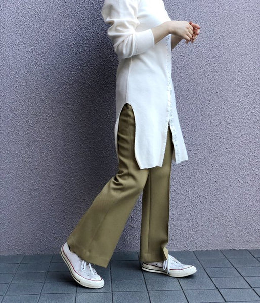 PHEENY/TWILL HIGH WAIST FLARED SLACKS(CAMEL)