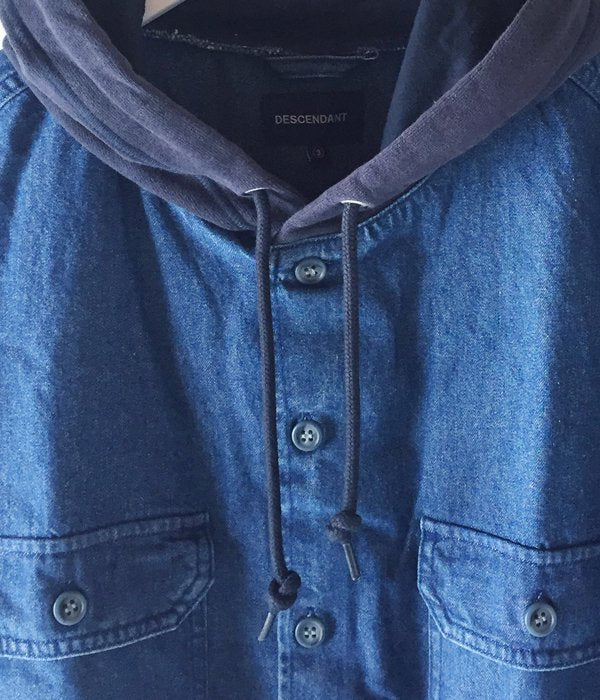 DESCENDANT/SPICOLI HOODED LS SHIRT (INDIGO)