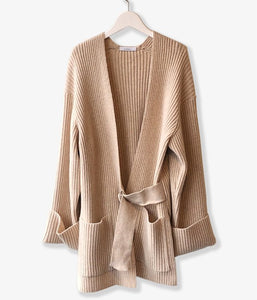 PHEENY/7G RIB KNIT HALF CARDIGAN(OATMEAL)