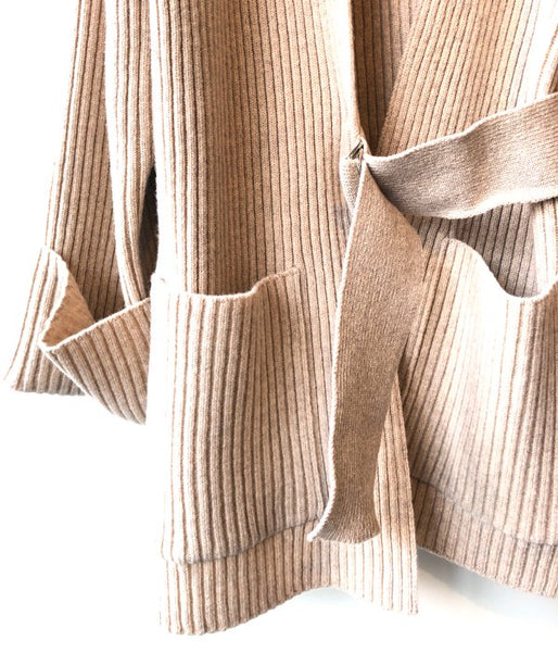 PHEENY/7G RIB KNIT HALF CARDIGAN(OATMEAL)