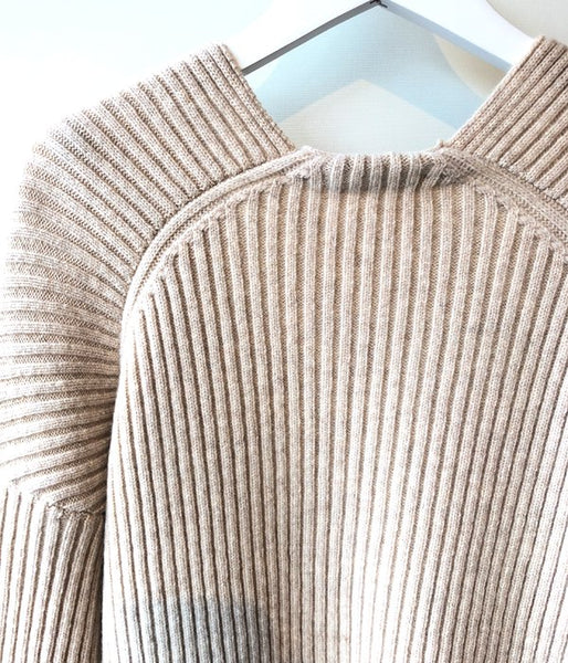 PHEENY/7G RIB KNIT HALF CARDIGAN(OATMEAL)