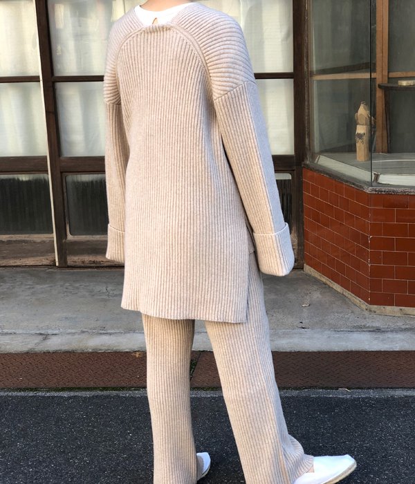 PHEENY/7G RIB KNIT HALF CARDIGAN(OATMEAL)