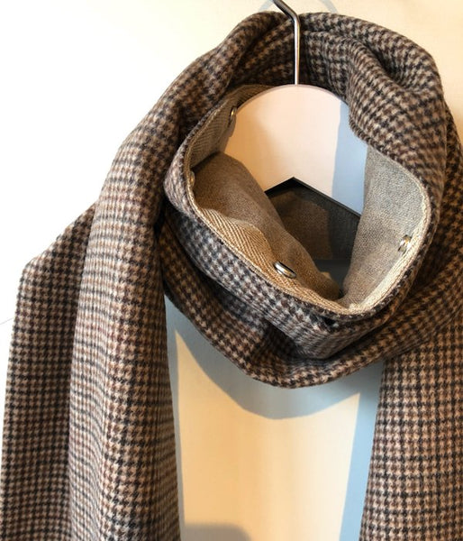 WRYHT/BEAVER HOODED SCARF(COGNAC PLAID)