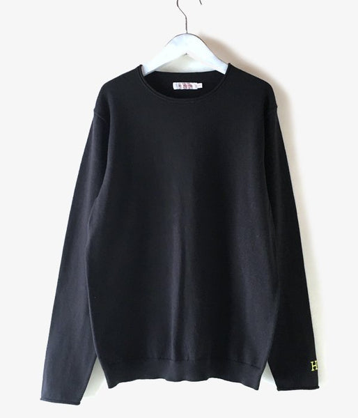 HOLLYWOOD RANCH MARKET/SOFT COTTON H EMBROIDERED SWEATER (BLACK)