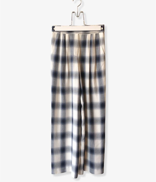 PHEENY/RAYON OMBRE CHECK 2TUCK SLACKS(BLUE)