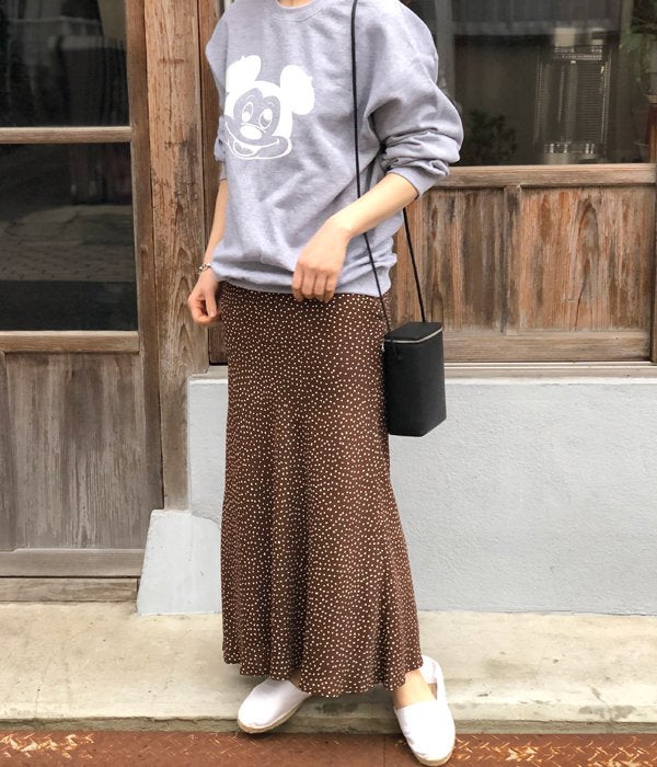 PHEENY/RAYON DOT SKIRT(BROWN) 