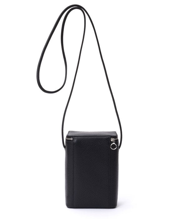Aeta/PEBBLE GRAIN LEATHER BOX SHOULDER S(BLACK)