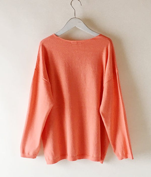 HOLLYWOOD RANCH MARKET/SOFT COTTON H EMBROIDERY VN RELAXED SWEATER (S.ORANGE)
