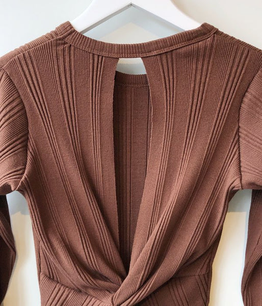 PHEENY/RANDOM RIB BACK DRAPE L/S(BROWN)