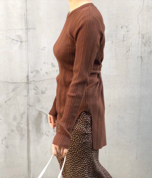 PHEENY/RANDOM RIB BACK DRAPE L/S(BROWN)