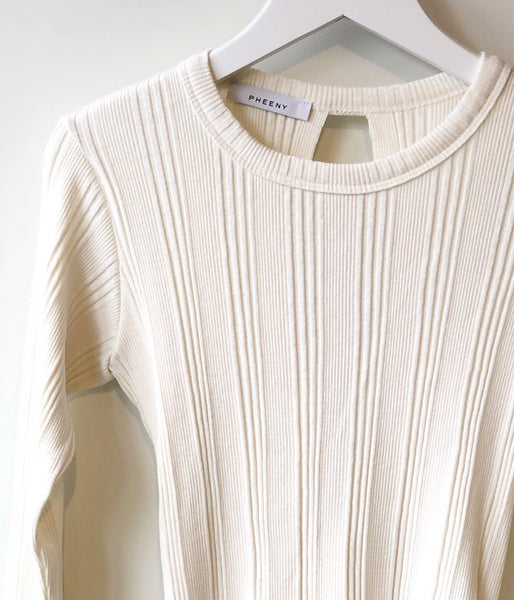 PHEENY/RANDOM RIB BACK DRAPE L/S(IVORY)