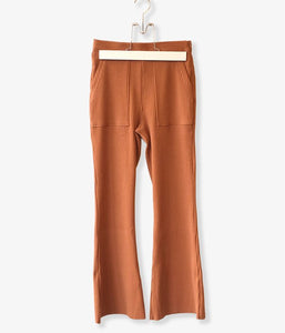 PHEENY/Pe/C RANDOM RIB FLARED PANTS(CARAMEL)