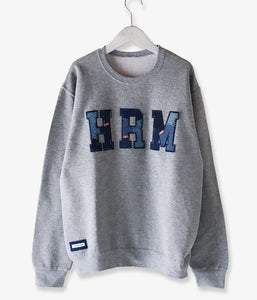 HOLLYWOOD RANCH MARKET/H.R.REMAKE DOUBLE PATCH CN SWEAT (GREY)