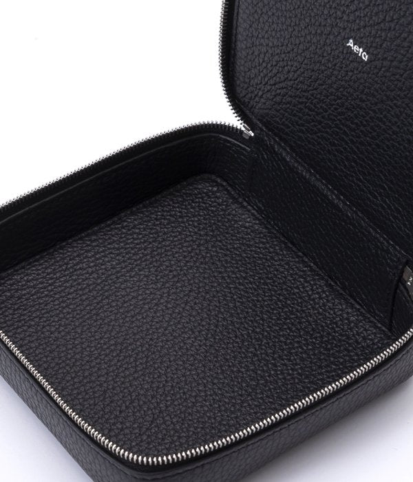 Aeta/PEBBLE GRAIN LEATHER SMALL CONTAINER C(BLACK)