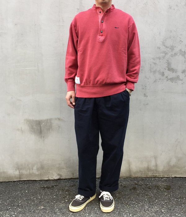 DESCENDANT/VOIL HENLEY NECK SWEATSHIRT (RED)