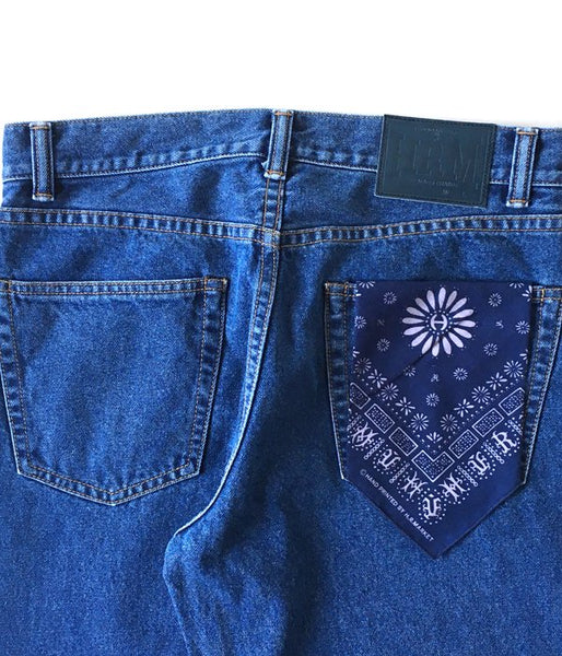HOLLYWOOD RANCH MARKET/TAPERED RELAX WASHED JEANS (NAVY)