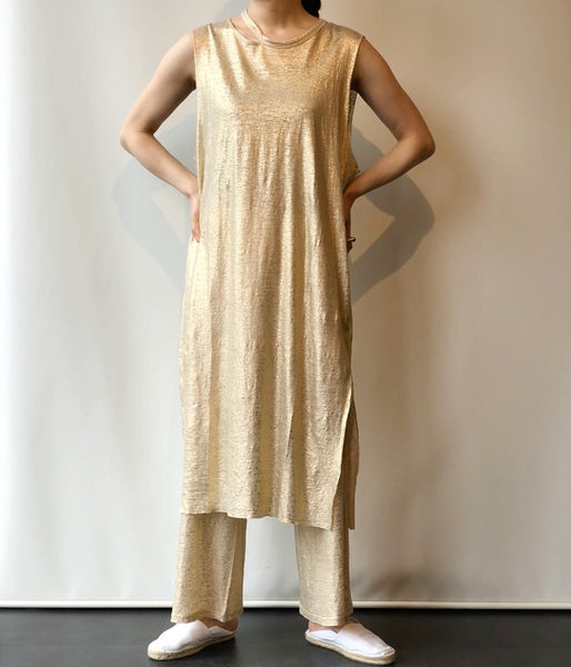 PHEENY/FOLLED LINEN N/S DRESS(GOLD)