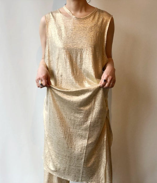 PHEENY/FOLLED LINEN N/S DRESS(GOLD)