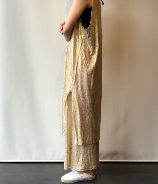 PHEENY/FOLLED LINEN EASY PANTS(GOLD)