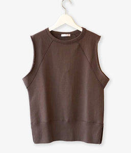 PHEENY/CUT OFF SWEAT SHIRT(BROWN)