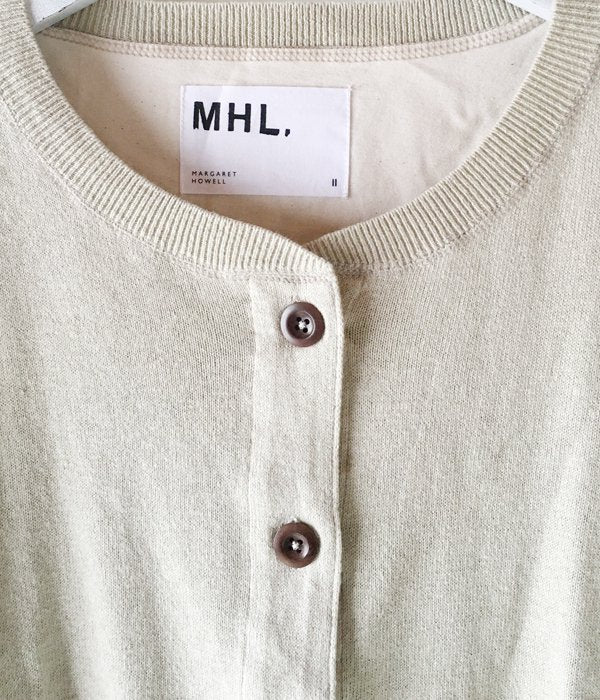 MHL./FINE SLUB COTTON LINEN CARDIGAN WOMENS (BEIGE)