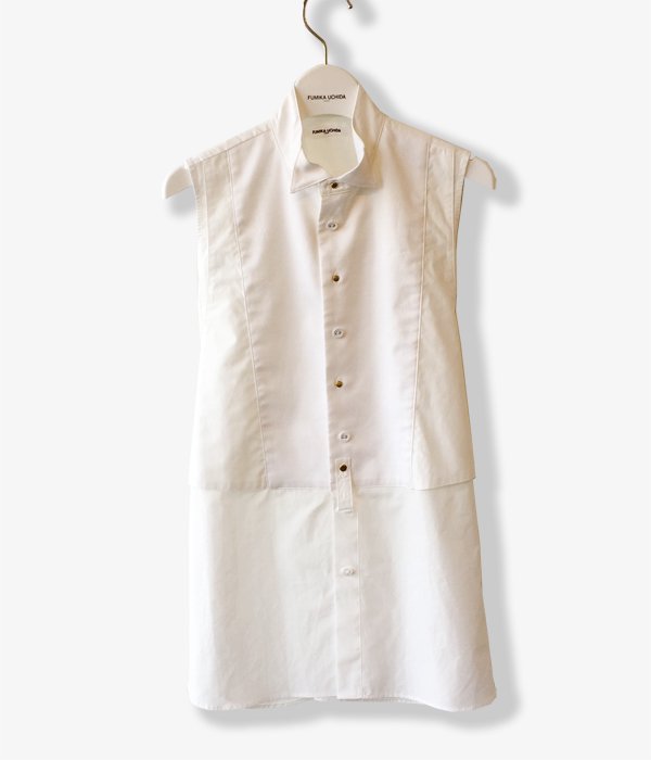 FUMIKA_UCHIDA/ART PIQUE WING-COLLAR NO-SLEEVE WAISTCOATS BIB SHIRT(WHITE)