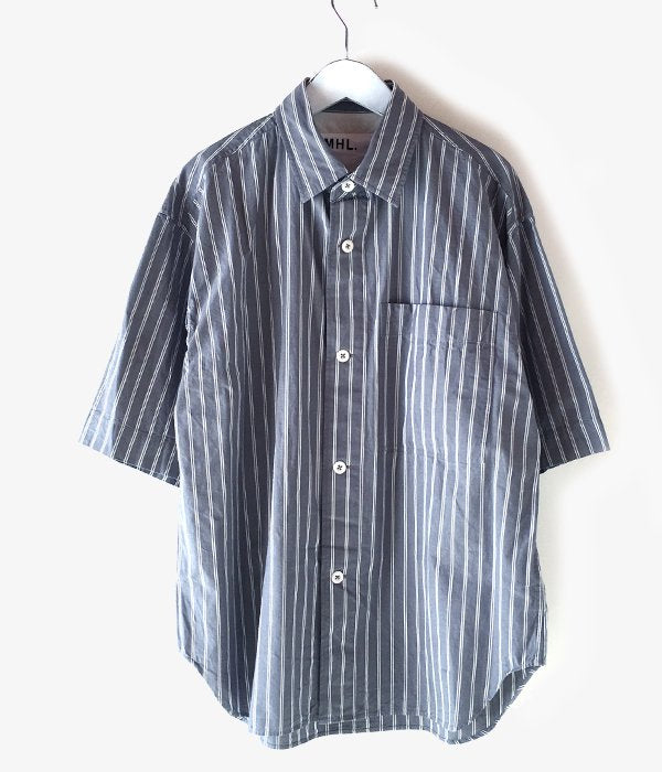 MHL./DRY COTTON STRIPE SS SHIRTS (RED) - シャツ