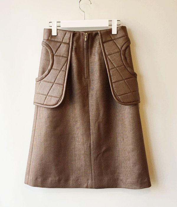 FUMIKA_UCHIDA/RAFFIA WAIST PAD MIDDLE SKIRT(BROWN/size34)