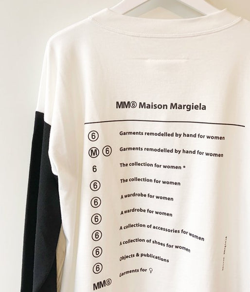 MM6 MAISON MARGIELA/COTTON WOOL T-SHIRT+KNIT(WHITE×BLACK)