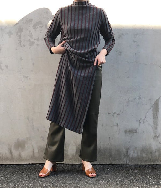 TAN/CABLE STRIPE ONEPIECE(GRAY)