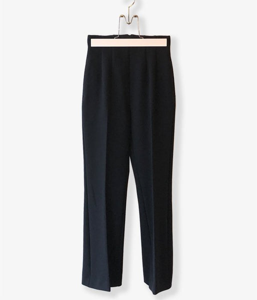 PHEENY/DOUBLE CLOTH HIGH WAIST SEMI FLARED SLACKS(BLACK)