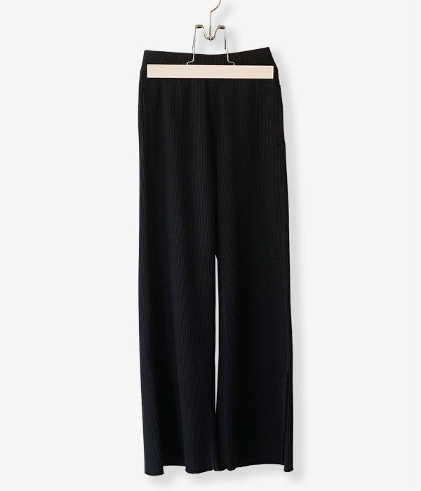 PHEENY/T/C BIG WAFFLE SIDE SLIT PANTS(BLACK)