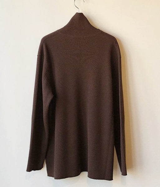 PHEENY/T/C BIG WAFFLE HIGH NECK L/S(BROWN)
