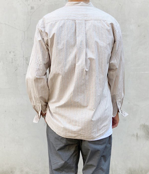 MHL./PYJAMA STRIPE COTTON SHIRT (BROWN)