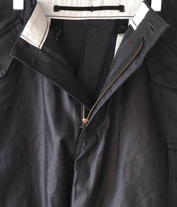 DESCENDANT/D-65M SATIN TROUSERS (BLACK)