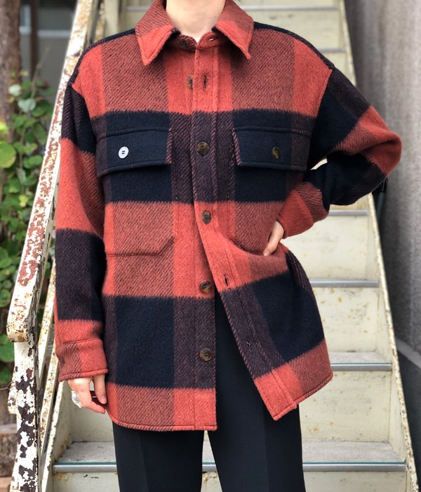 PHEENY Big block check CPO jacket フィーニー PHEENY/BIG BLOCK CHECK CPO JACKET(ORANGE CHECK)