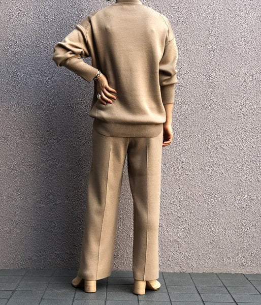 PHEENY/SMOOTH WIDE KNIT PANTS(CAMEL)