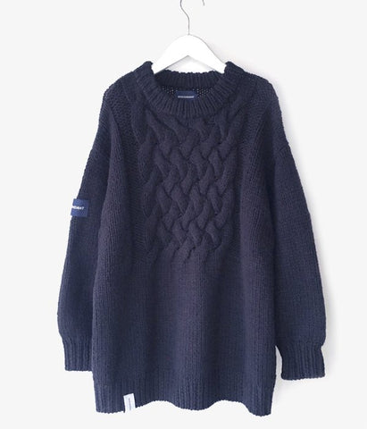 DESCENDANT/FADED CABLE KNIT (NAVY)