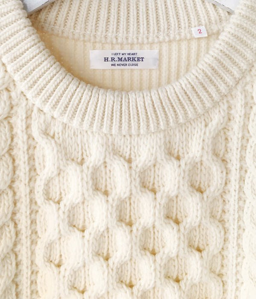 HOLLYWOOD RANCH MARKET/FRENCH MERINO SOLID CABLE SWEATER