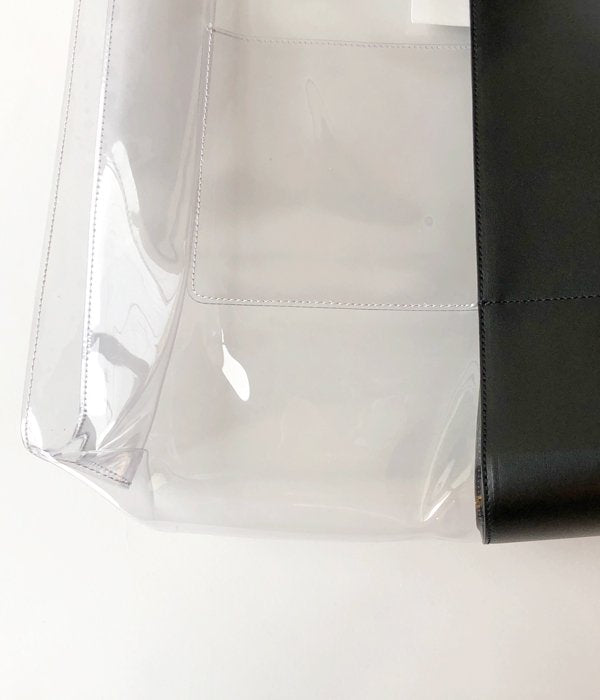 MM6 MAISON MARGIELA/PVC+LEATHER HALF&HALF TOTE BAG(BLACK) MM6 MAISON MARGIELA/PVC+LEATHER HALF&HALF TOTE BAG(BLACK)