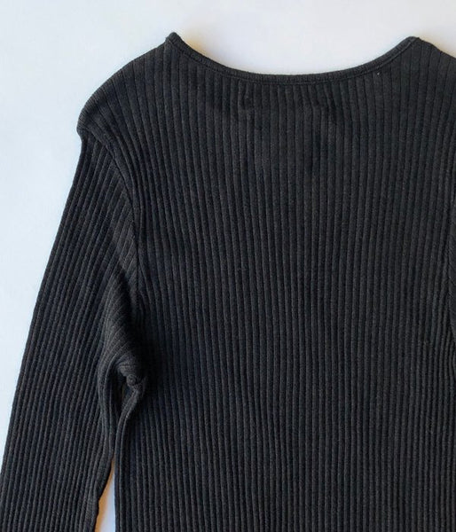 FUMIKA_UCHIDA/WOOL/SILK_NEEDLE DRAWING CREW-NECK(FADE BLACK)