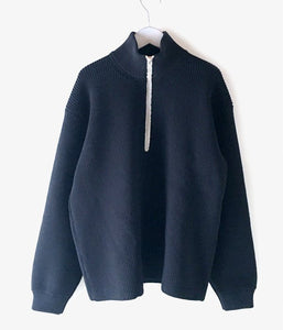 DIGAWEL/Rib Knit Zip Sweater (BLACK)