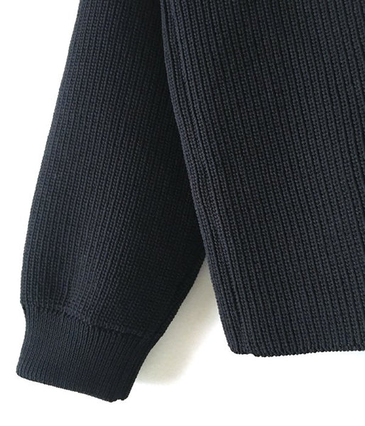 DIGAWEL/Rib Knit Zip Sweater (BLACK)