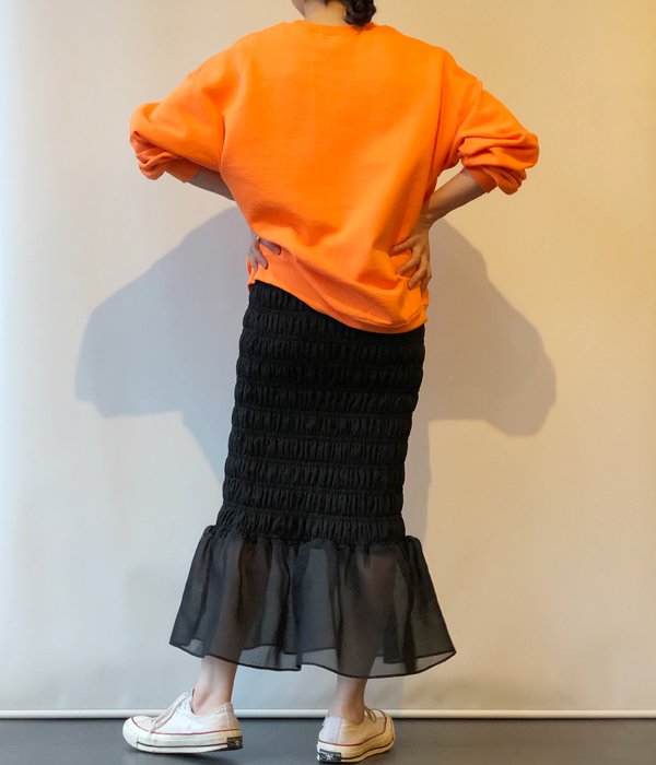 PHEENY/ORGANDIE SHIRRING SKIRT(BLACK)