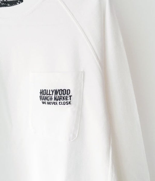 HOLLYWOOD RANCH MARKET/H.R.MARKET OLD TIME LOGO LONG SLEEVE T-SHIRT (WHITE)