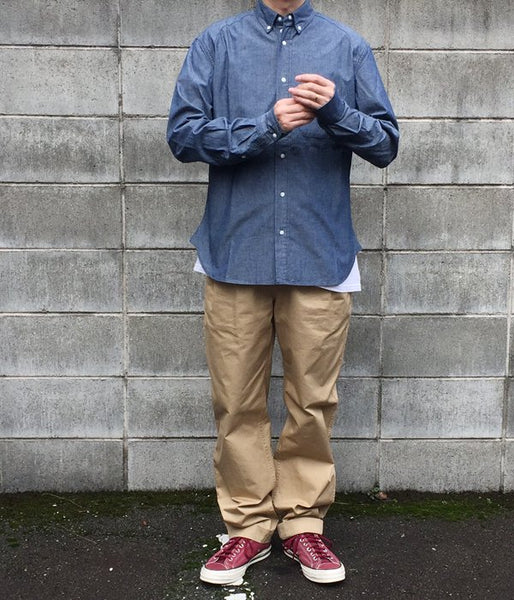 MHL./WASHED CHINO COTTON PANTS (BEIGE)