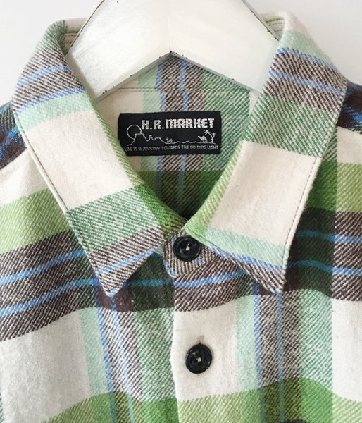 HOLLYWOOD RANCH MARKET/SPRING FLANNEL CHECK SHIRT (GREEN)